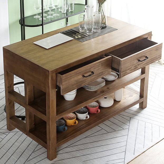 Tradizionale set di isole da cucina stazionaria set di cucina rettangolare in legno per uso domestico