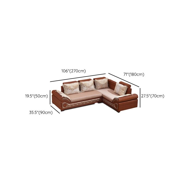 Rattan-Akzentsofa und Chaiselongue-Sofa im tropischen Stil mit Kissen
