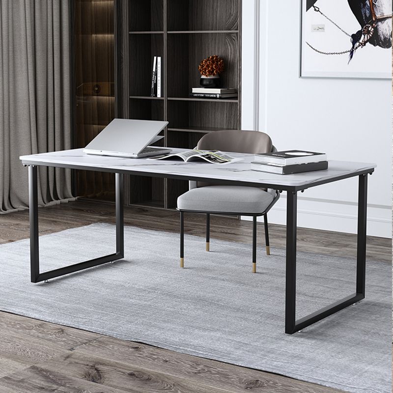 Stone Modern Rectangular Writing Desk Home Office Bureau avec des jambes en métal