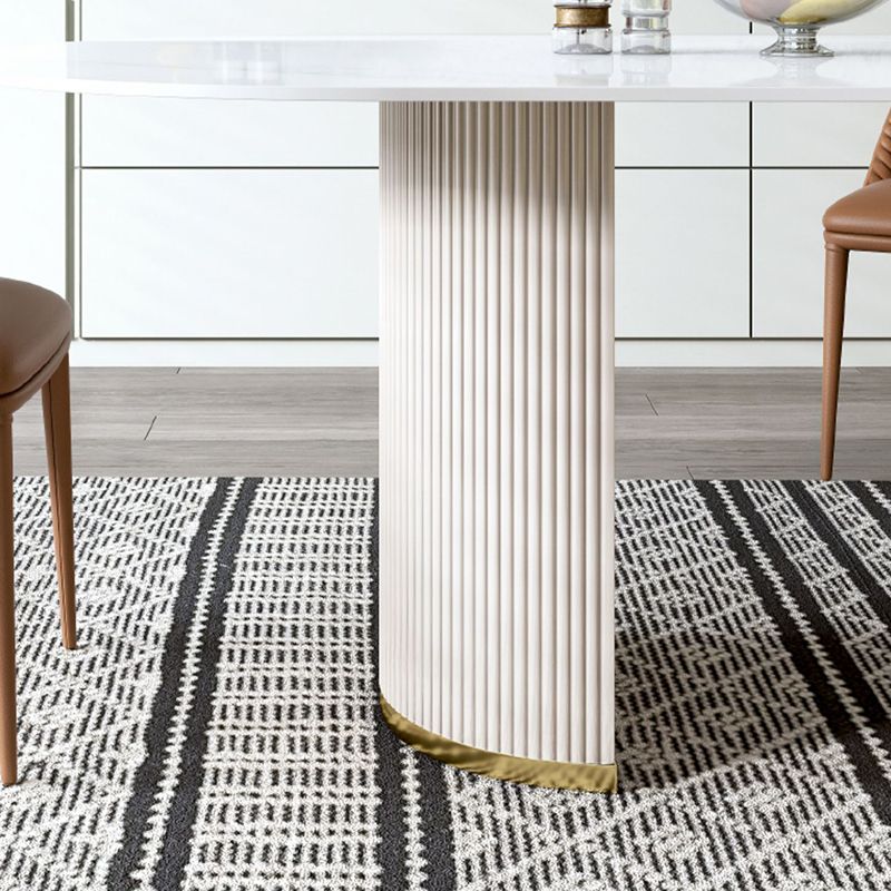 Luxury White Tone Dining Table Sintered Stone Table with Double Pedestal Clearhalo ' dining_table' 'Dining Tables & Seating' 'Dining Tables' 'furn' 'furn_dining_table' 'Furniture' 'furniture_dining_table' 'Kitchen & Dining Furniture' 'kitchen&dining_furn' 'kitchen' 'kitchen_dining_table' 1200x1200_805266f5-119f-4b8d-8eea-b8921c344eb9