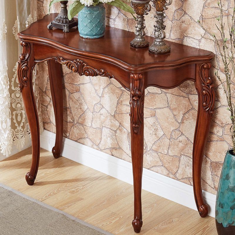 Legno massiccio 31,49 "H/33.46" H Tavola marrone scuro per forma libera da sala