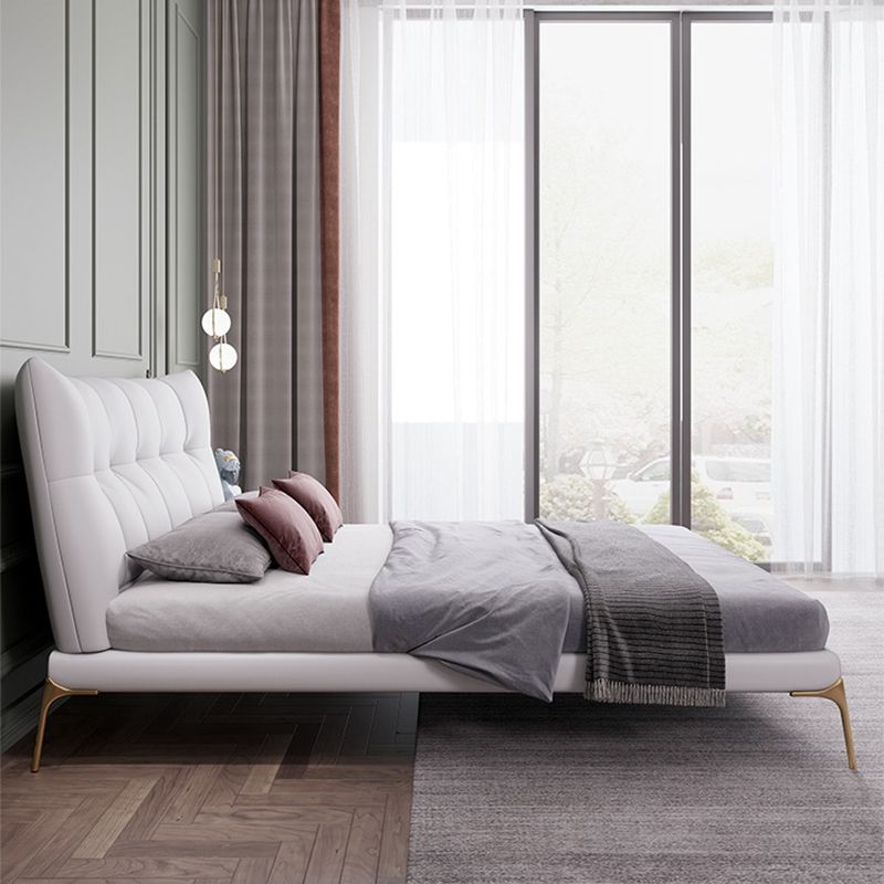 Grey Upholstered Tufted Bed Frame Glam Faux Leather Standard Bed Clearhalo 'Bedroom Furniture' 'Beds' 'furn' 'furn_beds' 'Furniture' 1200x1200_805384d2-ae56-47da-8612-534d361d38a5