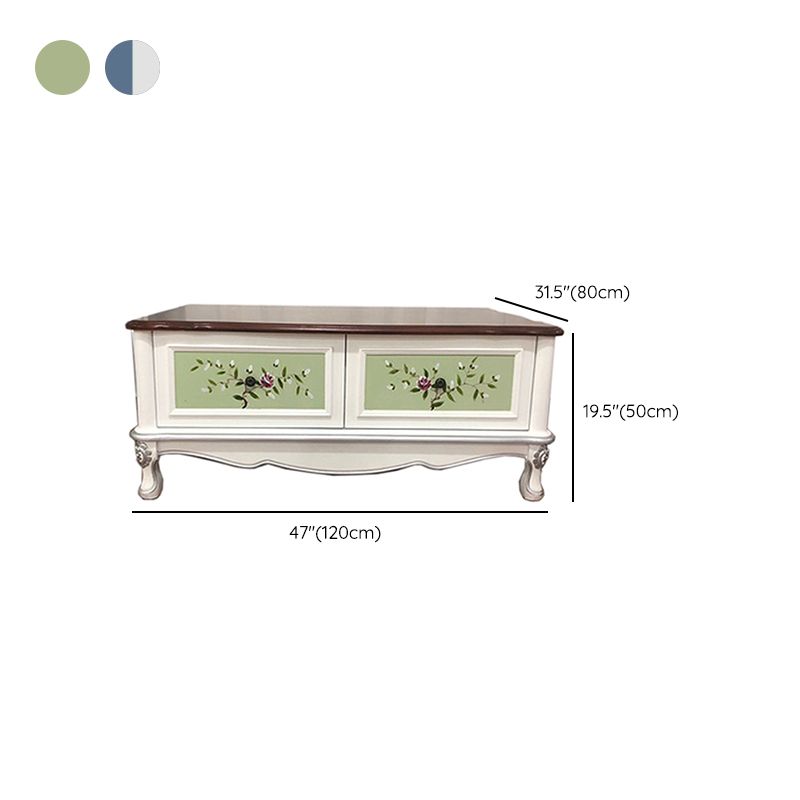 Mesa de centro de madera de 4 patas con cajones de almacenamiento Rectángulo francés del país
