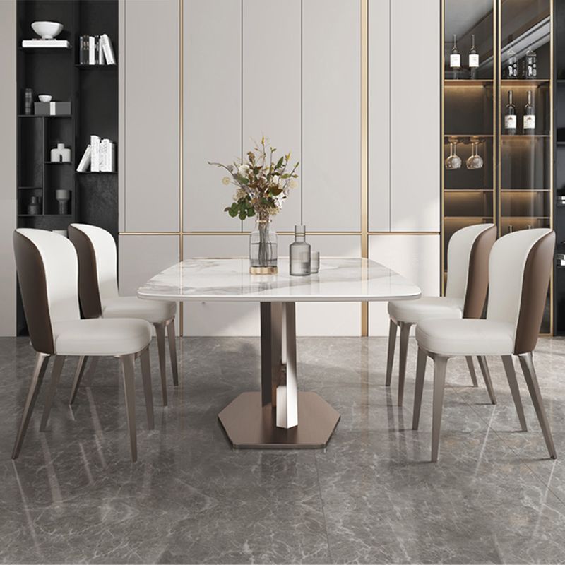 Designer Style 1/4/5/7 Pieces Rectangle Dining Set Sintered Stone Dining Room Table Set Clearhalo 'Dining Room Sets' 'Dining Tables & Seating' 'dining_room_set' 'furn' 'furn_dining_room_set' 'Furniture' 'Kitchen & Dining Furniture' 1200x1200_805799cb-fd64-49a5-b8df-ceca38e2cb58