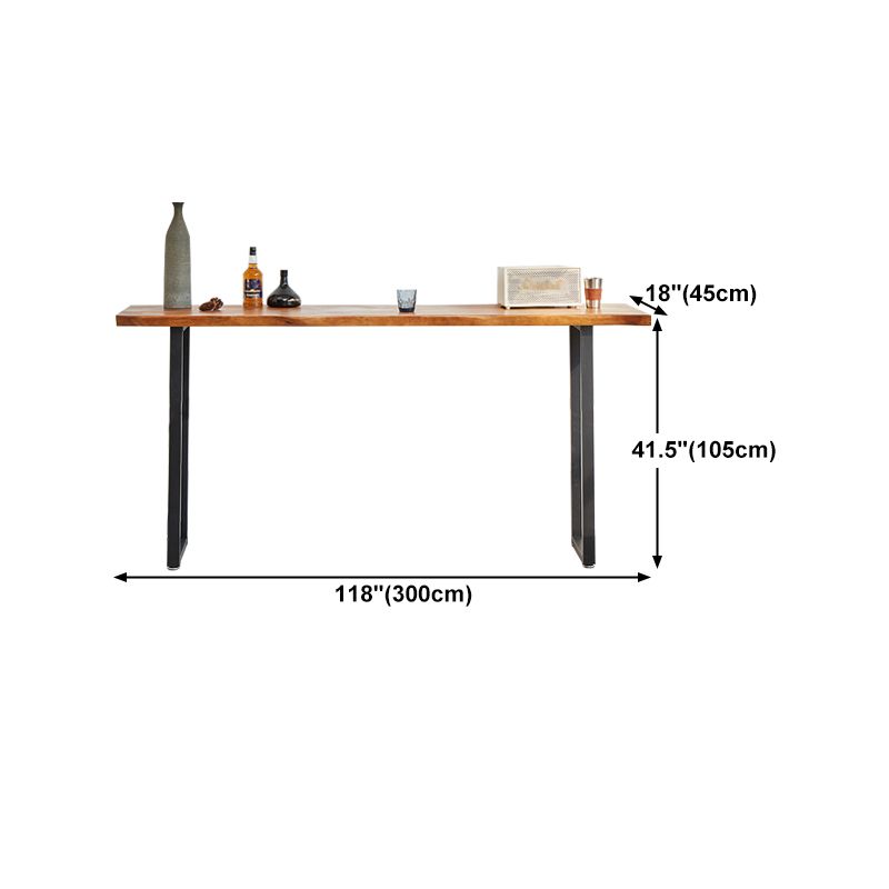 Solid Wood Bar Dining Table Industrial Bar Dining Table with Sled Base in Black Clearhalo 'Bar Furniture' 'Bar Tables' 'bar_tables' 'furn' 'furn_bar_tables' 'Furniture' 'furniture_bar_tables' 'Kitchen & Dining Furniture' 1200x1200_80579f79-dd77-4f6d-b1ab-396bdde7d47a