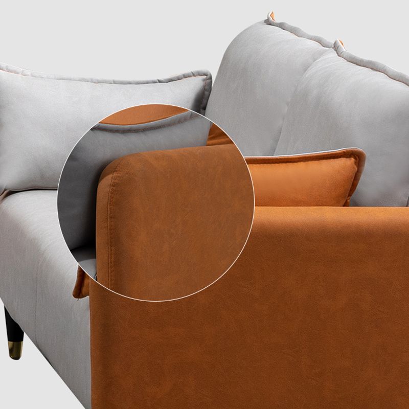 29.92" H Faux Leather Square Arm Modern Sofa with 2 Pillows for Living Room, Apartment Clearhalo 'furn' 'furn_sofas' 'Furniture' 'furniture_sofas' 'kitchen' 'kitchen_sofas' 'Living Room Furniture' 'Sofa' 'sofas' 1200x1200_8059f6a3-e5f7-4c25-b492-fd5ec8e04977