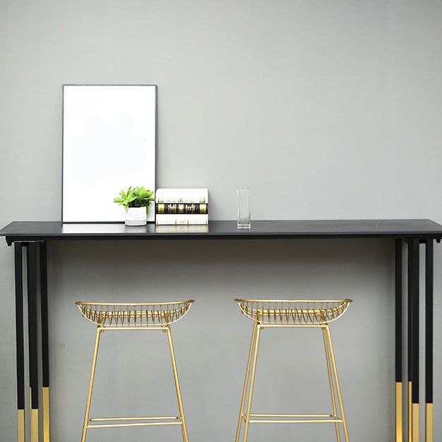Stone Top Bar Table Traditional Luxury Rectangle Bar Table with Sled Base in Gold Clearhalo 'Bar Furniture' 'Bar Tables' 'bar_tables' 'furn' 'furn_bar_tables' 'Furniture' 'furniture_bar_tables' 'Kitchen & Dining Furniture' 1200x1200_805a744a-3aff-40d1-aeb4-b6883e2c15cc