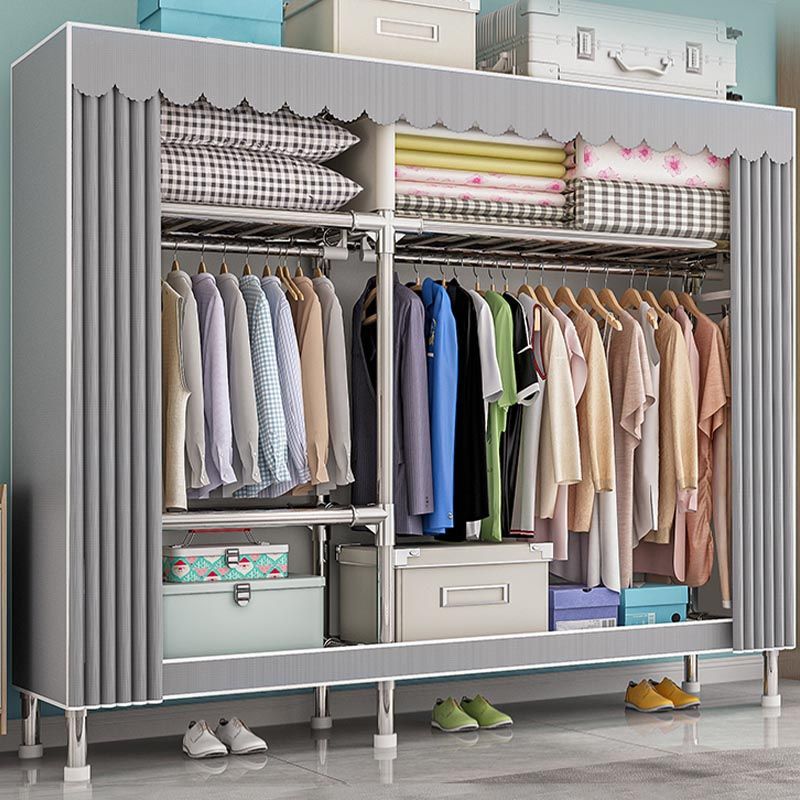 Contemporary Wardrobe Armoire with Shelves Steel Wardrobe Closet for Home Clearhalo 'Armoires & Wardrobes' 'armoires_wardrobes' 'Bedroom Furniture' 'furn' 'furn_armoires_wardrobes' 'Furniture' 1200x1200_805b03b4-02ff-4acf-a1a5-2c60a86f652f