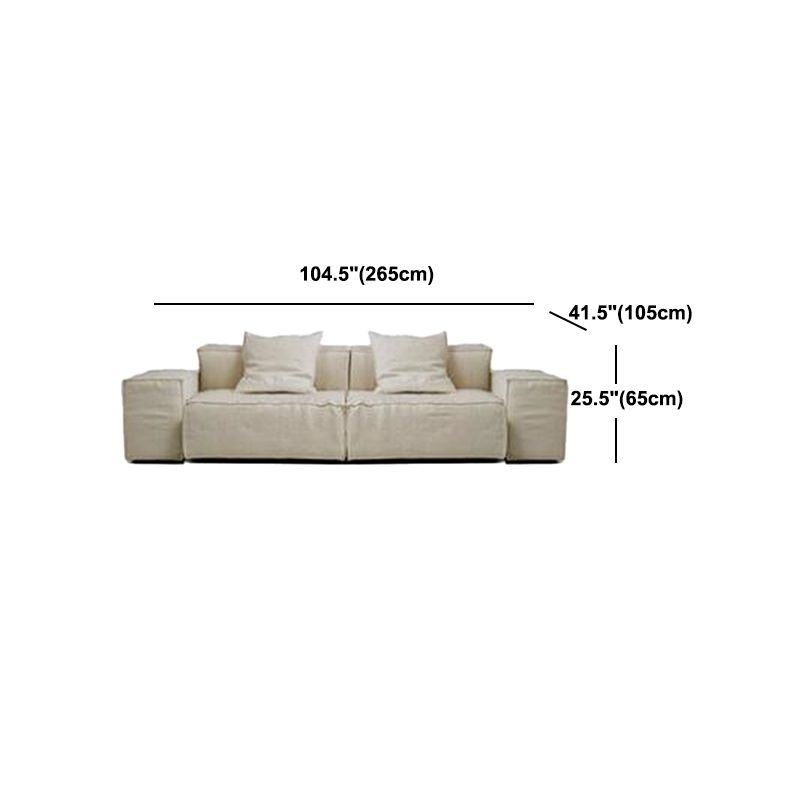 Cotton Blend Square Arm Sectional Sofa 25.6"High Cushion Back Sofa,White