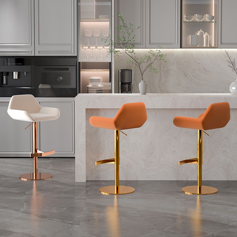 Glam Style Counter Stool Leather Adjustable Height Bar Stool with Metal Base Clearhalo 'Bar Furniture' 'Bar Stools' 'bar_stools' 'furn' 'furn_bar_stools' 'Furniture' 'Kitchen & Dining Furniture' 1200x1200_805be01c-503c-40e7-96d8-7af07b762784