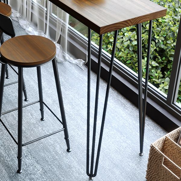 Table de bar rectangulaire industrielle en bois massif, hauteur de bar, pour petits endroits