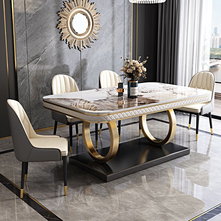 Rectangle Table Traditional Luxury Dinner Room Furniture with Metal Base Clearhalo ' dining_table' 'Dining Tables & Seating' 'Dining Tables' 'furn' 'furn_dining_table' 'Furniture' 'furniture_dining_table' 'Kitchen & Dining Furniture' 'kitchen&dining_furn' 'kitchen' 'kitchen_dining_table' 1200x1200_805e6fd7-3109-4d00-9910-dff46d793f1e