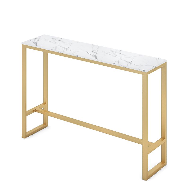 Glam Style Gold 41.3"H Bar Table Marble White Rectangle Top Bistro Table for Living Room Clearhalo 'Bar Furniture' 'Bar Tables' 'bar_tables' 'furn' 'furn_bar_tables' 'Furniture' 'furniture_bar_tables' 'Kitchen & Dining Furniture' 'kitchen&dining_furn' 'kitchen' 1200x1200_8062e09d-042e-4fdf-93a6-f97b27026b5b