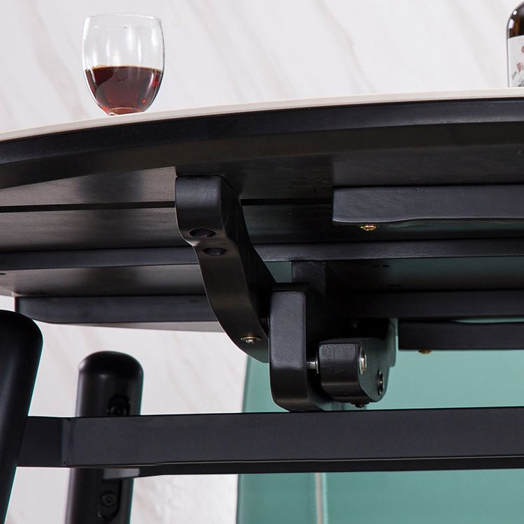 Simplicity Round Dining Room Table Sintered Stone Table with 4 Black Legs Clearhalo ' dining_table' 'Dining Tables & Seating' 'Dining Tables' 'furn' 'furn_dining_table' 'Furniture' 'furniture_dining_table' 'Kitchen & Dining Furniture' 'kitchen&dining_furn' 'kitchen' 'kitchen_dining_table' 1200x1200_8062e18a-2d9e-465b-9e56-7715d5478214