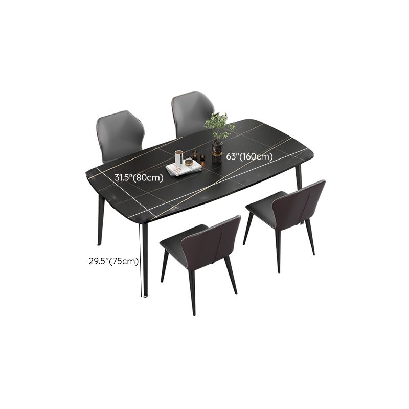 Modern Standard Height Furniture 5/7 Pcs Stone Rectangle Table with Upholstered Chair Clearhalo 'Dining Room Sets' 'Dining Tables & Seating' 'dining_room_set' 'furn' 'furn_dining_room_set' 'Furniture' 'Kitchen & Dining Furniture' 1200x1200_80630d9c-0325-4634-89ac-90baaa846422