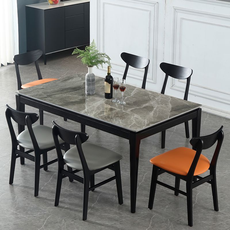 Rectangle 4 Legs Modern Dining Table Grey Tone Fixed Table of Sintered Stone Clearhalo 'Dining Tables & Seating' 'Dining Tables' 'dining_table' 'furn' 'furn_dining_table' 'Furniture' 'furniture_dining_table' 'Kitchen & Dining Furniture' 'kitchen' 'kitchen_dining_table' 1200x1200_8065474e-49b3-4eda-bcbd-1a8f75deee70