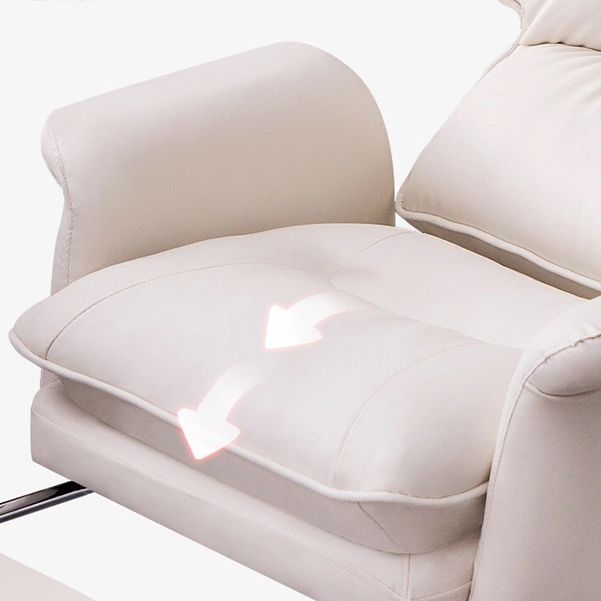 Moderne Swivel Busk -stoel met gewatteerde armen Faux lederen taakstoel met wielen