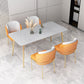 Stone Top Dining Table Industrial Rectangle Table with 4 Gold Legs