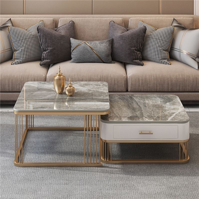 Frame Base 2 Nesting Coffee Table with Storage Metal Coffee Table Set Clearhalo 'Coffee & Accent Tables' 'Coffee Tables' 'coffee_tables' 'furn' 'furn_coffee_tables' 'Furniture' 'Living Room Furniture' 1200x1200_80662c99-e1cf-4491-9a7d-d731b3bf6e67