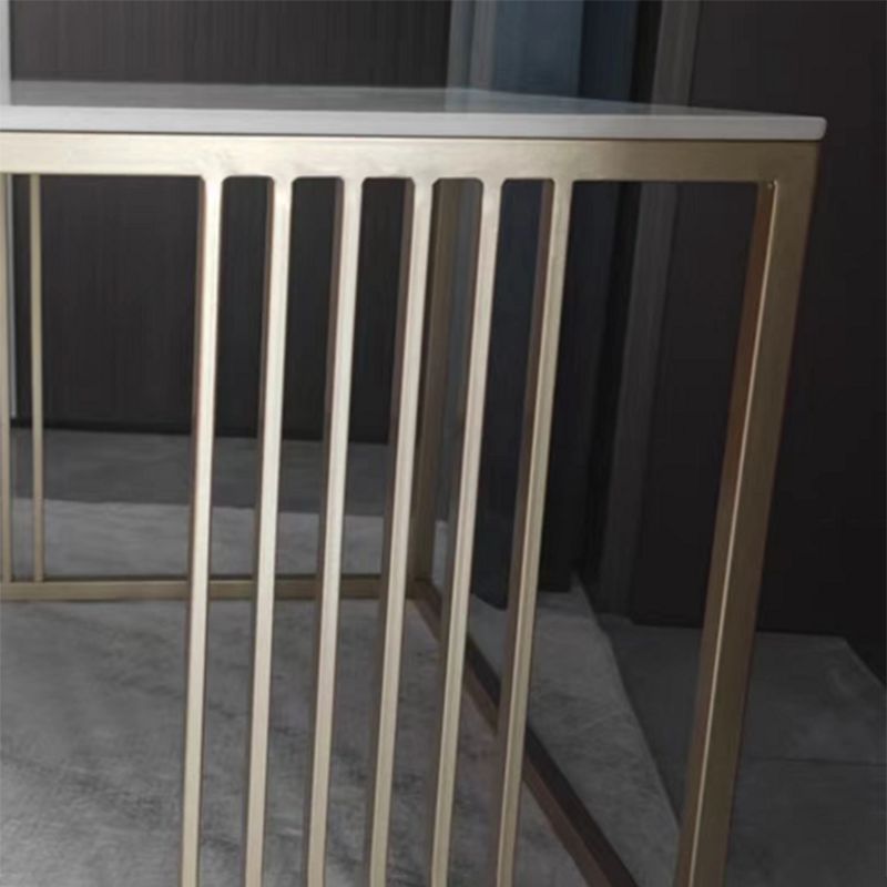 Golden Frame End Table 19.69" Tall Square Stone Sofa Side Accent Table