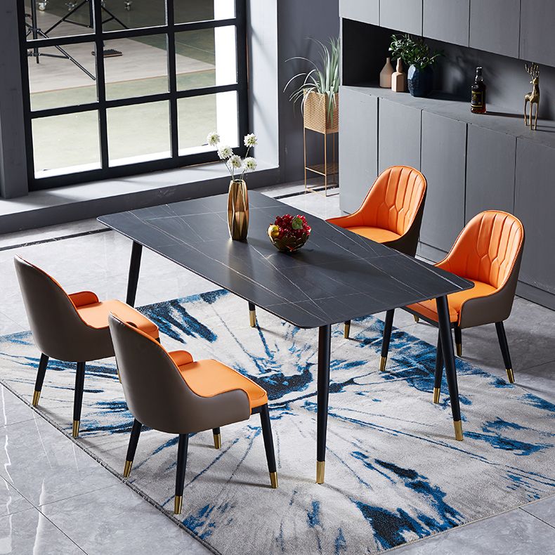Modern Sintered Stone Dining Room Set Standard Height with Rectangle Top and Gold Legs Dining Set Clearhalo 'Dining Room Sets' 'Dining Tables & Seating' 'dining_room_set' 'Furniture' 'furniture_dining_room_set' 'Kitchen & Dining Furniture' 'kitchen&dining_furn' 'kitchen' 1200x1200_8069cc50-55c1-41f8-b0c8-b0d8b2bb428f