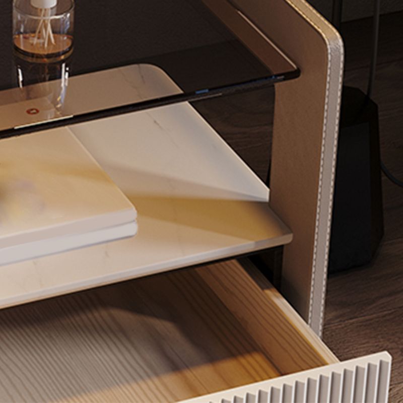 Zeitgenössischer 1 - Schubladenglas/Stein Nachttisch 18,9 "großer Nachtstand