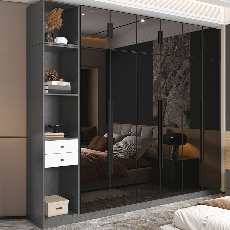 Modern Style Wardrobe Grey Colour Glass Wardrobe Closet for Bedroom Clearhalo 'Armoires & Wardrobes' 'armoires_wardrobes' 'Bedroom Furniture' 'furn' 'furn_armoires_wardrobes' 'Furniture' 1200x1200_806b471e-eb52-4c36-b1df-bc125ee16757