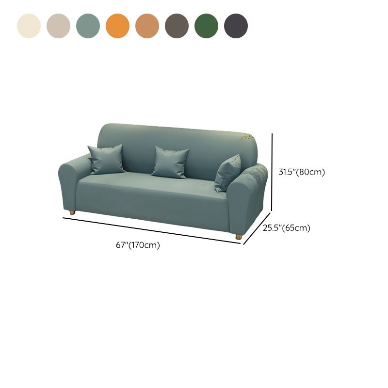 Contemporary 3 Seater Faux Leather Sofa Solid Color Flared Arm Sofa