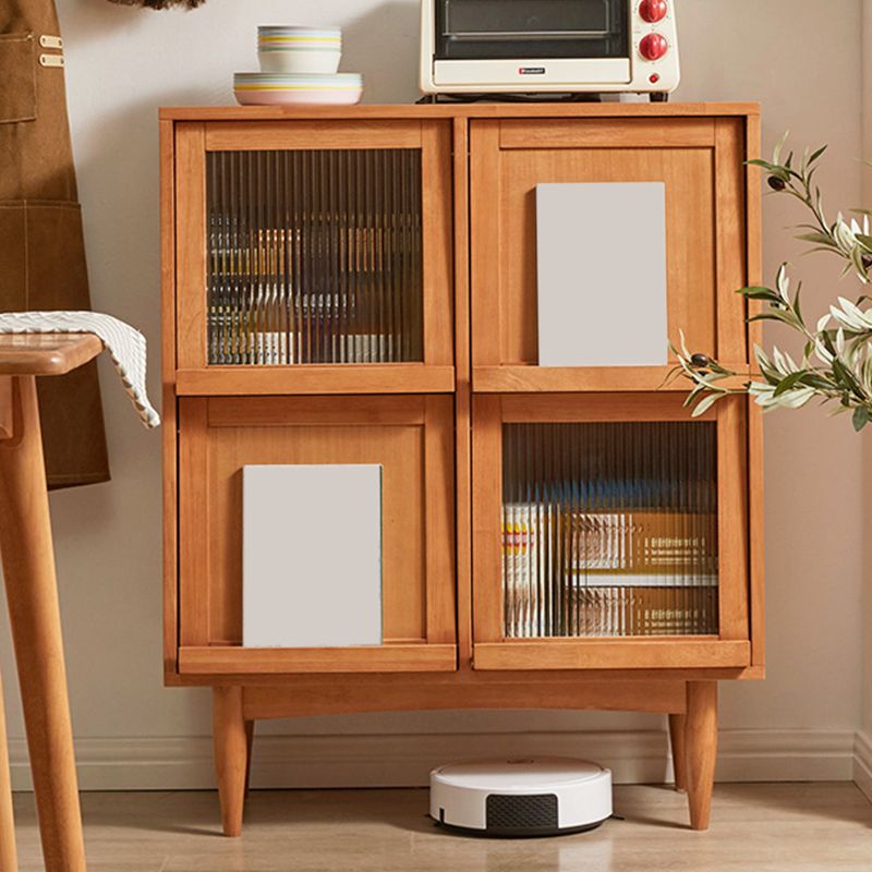 Strumento di vetro in legno massiccio in stile contemporaneo con armadi