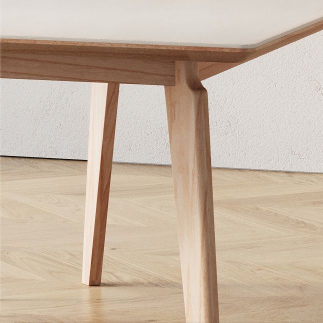 Mesa de comedor rectangular contemporánea con patas de madera maciza marrón claro