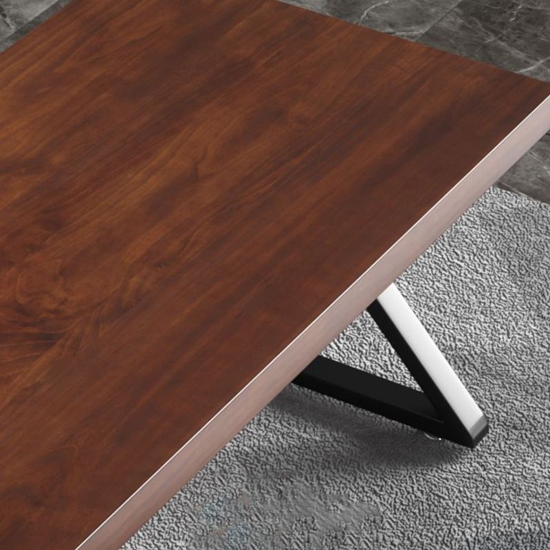 Contemporary Office Desk Antique Finish Solid Wood Computer Desk with Metal Legs Clearhalo 'furn' 'furn_office_desk' 'Furniture' 'Office Desks' 'Office Furniture' 'office_desk' 1200x1200_806f2d95-adbf-45fb-aa82-4299babb9790