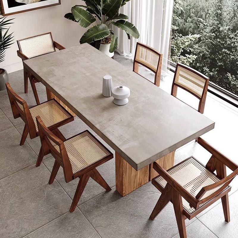 Industrial 1/5/7 Pieces Dining Set Rectangle Wood Dining Table for Dining Room Clearhalo 'Dining Room Sets' 'Dining Tables & Seating' 'dining_room_set' 'furn' 'furn_dining_room_set' 'Furniture' 'Kitchen & Dining Furniture' 1200x1200_806f7fb2-530f-4094-a372-9ca672b4e29b