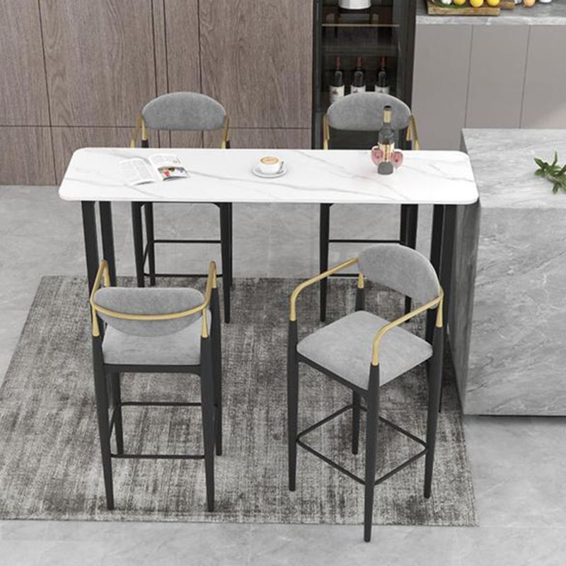 Rectangle Sintered Stone Bar Table Sled Base Dining Table in White Clearhalo 'Bar Furniture' 'Bar Tables' 'bar_tables' 'furn' 'furn_bar_tables' 'Furniture' 'Kitchen & Dining Furniture' 1200x1200_80702e28-ccc9-4af6-8220-2d54fade236a