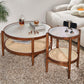 Tropical Round Cocktail Table Glass Top Coffee Cocktail Table with Storage