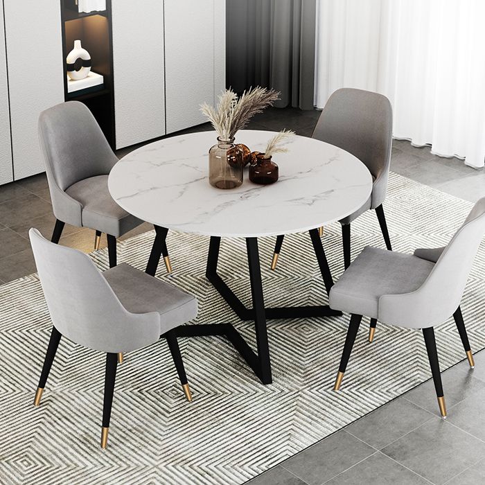Sintered Stone Dining Table Round Modern Dining Table with Black Frame Clearhalo ' dining_table' 'Dining Tables & Seating' 'Dining Tables' 'furn' 'furn_dining_table' 'Furniture' 'furniture_dining_table' 'Kitchen & Dining Furniture' 'kitchen&dining_furn' 'kitchen' 'kitchen_dining_table' 1200x1200_80708ef9-6f67-438b-bca2-b11ec23a67db