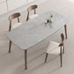 Mid-century Dining Table Stone Top Dining Table with Solid Wood Base
