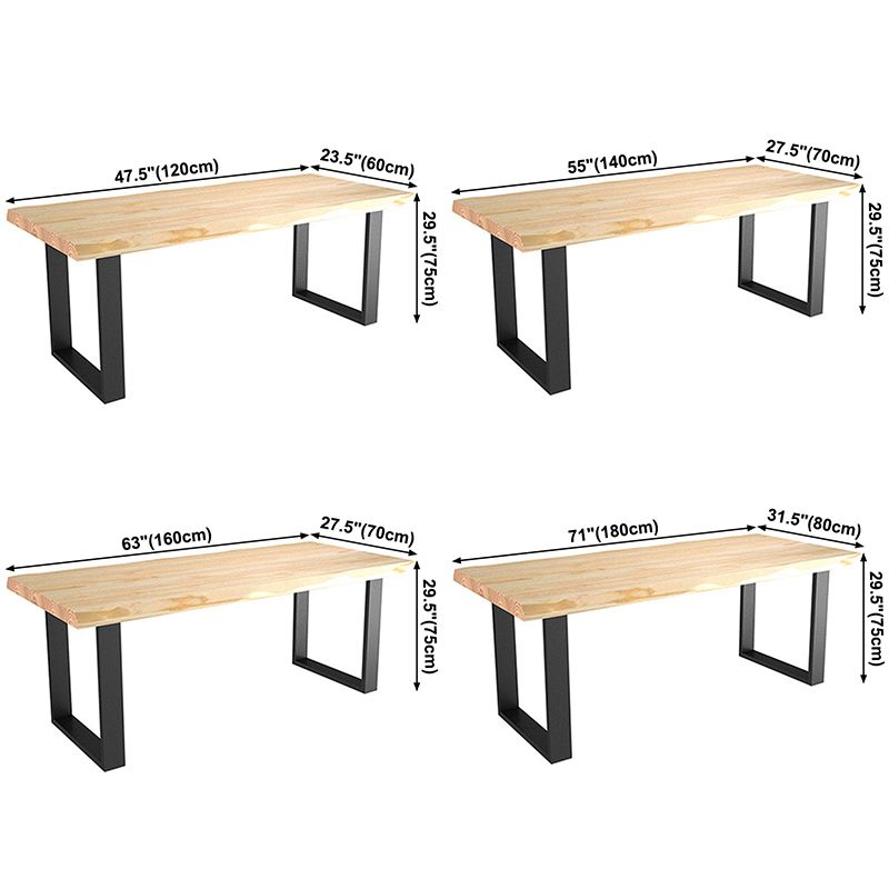 Rectangle Solid Wood Table Modern Dining Table with Metal Base and Double Pedestal for Restaurant Clearhalo ' dining_table' 'Dining Tables & Seating' 'Dining Tables' 'Furniture' 'furniture_dining_table' 'Kitchen & Dining Furniture' 'kitchen&dining_furn' 'kitchen' 'kitchen_dining_table' 1200x1200_8075ae0b-0fce-43f6-b6ba-e590fb637ad7