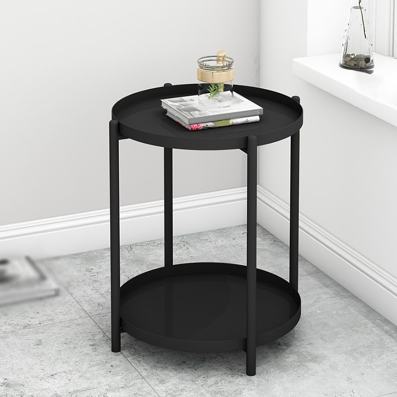 20.4"H Modern Metal Frame Base Solid Color Round Coffee Table End Table