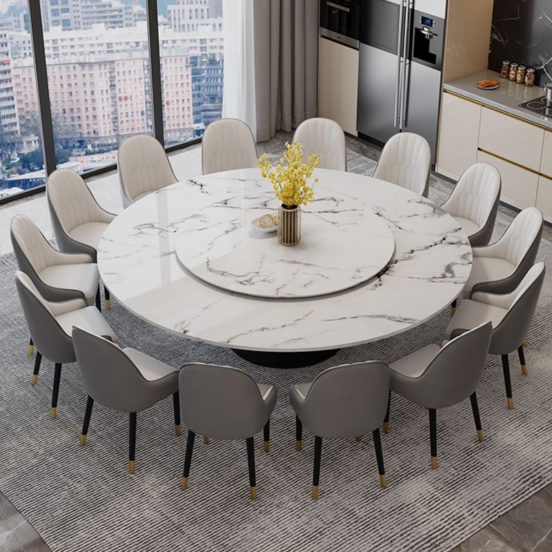 White-black Stone Round Table Turntable Home Furniture with Pedestal Base Clearhalo 'Dining Tables & Seating' 'Dining Tables' 'dining_table' 'furn' 'furn_dining_table' 'Furniture' 'Kitchen & Dining Furniture' 1200x1200_80789bdd-10e8-4e35-960b-4015297d9c02