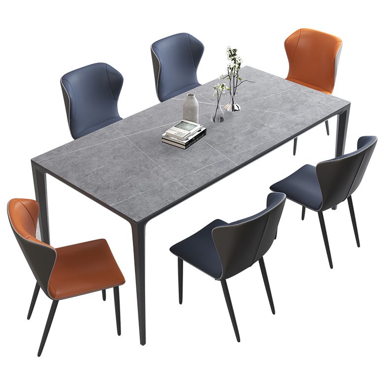Minimalist Rectangle Shape Dining Table Standard Sintered Stone Top Dining Table for Kitchen Clearhalo ' dining_table' 'Dining Tables & Seating' 'Dining Tables' 'furn' 'furn_dining_table' 'Furniture' 'furniture_dining_table' 'Kitchen & Dining Furniture' 'kitchen&dining_furn' 'kitchen' 'kitchen_dining_table' 1200x1200_8078e176-0283-4e4b-9378-0bb3da93e379