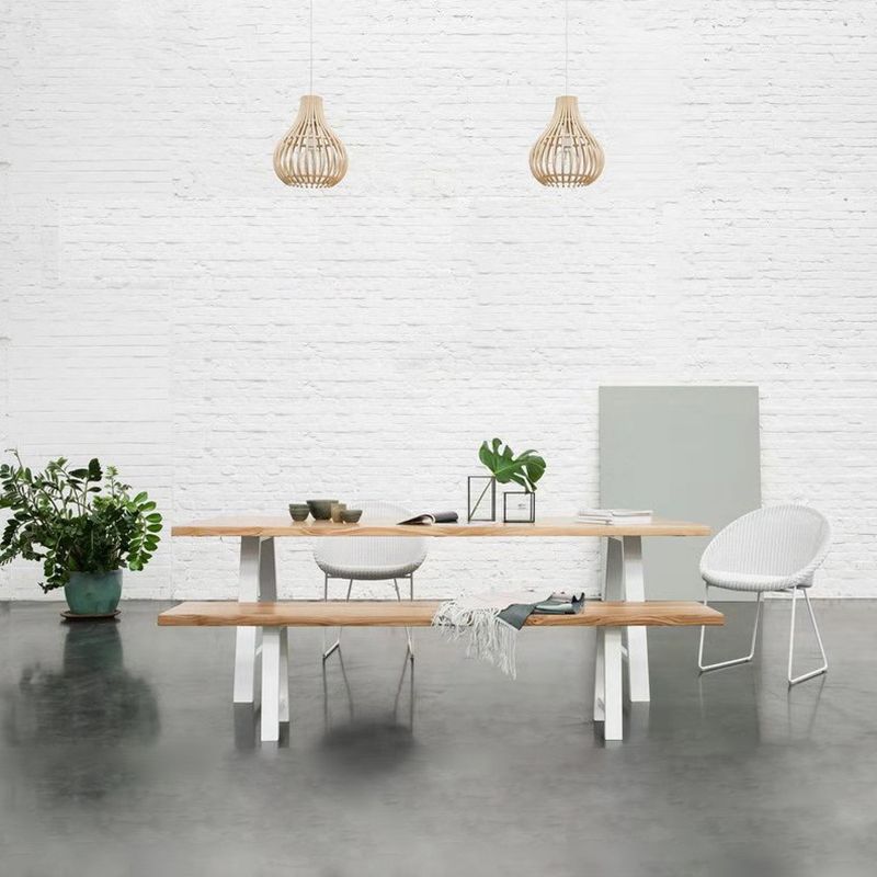 Metal Industrial Rectangle Dining Table Solid Wood Top Table for Kitchen Clearhalo ' dining_table' 'Dining Tables & Seating' 'Dining Tables' 'furn' 'furn_dining_table' 'Furniture' 'furniture_dining_table' 'Kitchen & Dining Furniture' 'kitchen&dining_furn' 'kitchen' 'kitchen_dining_table' 1200x1200_807a9696-fba4-40dd-9973-e898a4f9900a