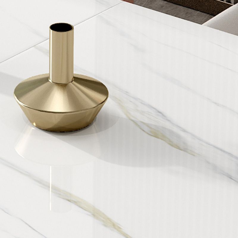 Glam 1/4/5/7 Pieces White Dining Table Set with Sintered Stone Top Scalable Dinette Set Clearhalo 'Dining Room Sets' 'Dining Tables & Seating' 'dining_room_set' 'furn' 'furn_dining_room_set' 'Furniture' 'furniture_dining_room_set' 'Kitchen & Dining Furniture' 1200x1200_807a9c99-0aa2-4e90-9ba6-f2f22626511d