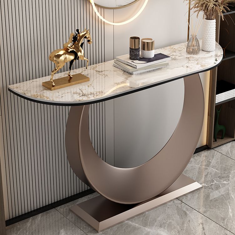 Media de la mesa contemporánea Table de piedra White/Black/Black/Pink Console Table