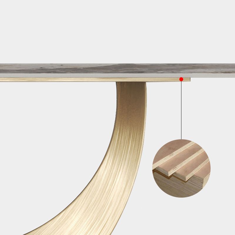 Glam Rectangle Console Table Golden Stone Console Sofa Table for Hall