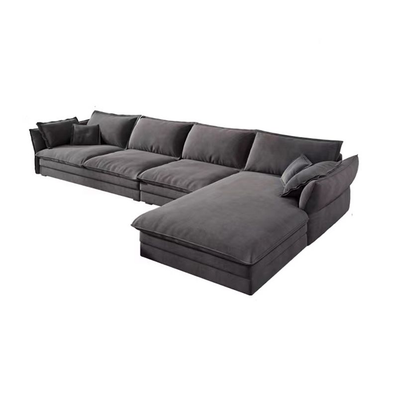 Contemporary Cushions Sofa & Chaise Loose Back Flared Arm Sofa