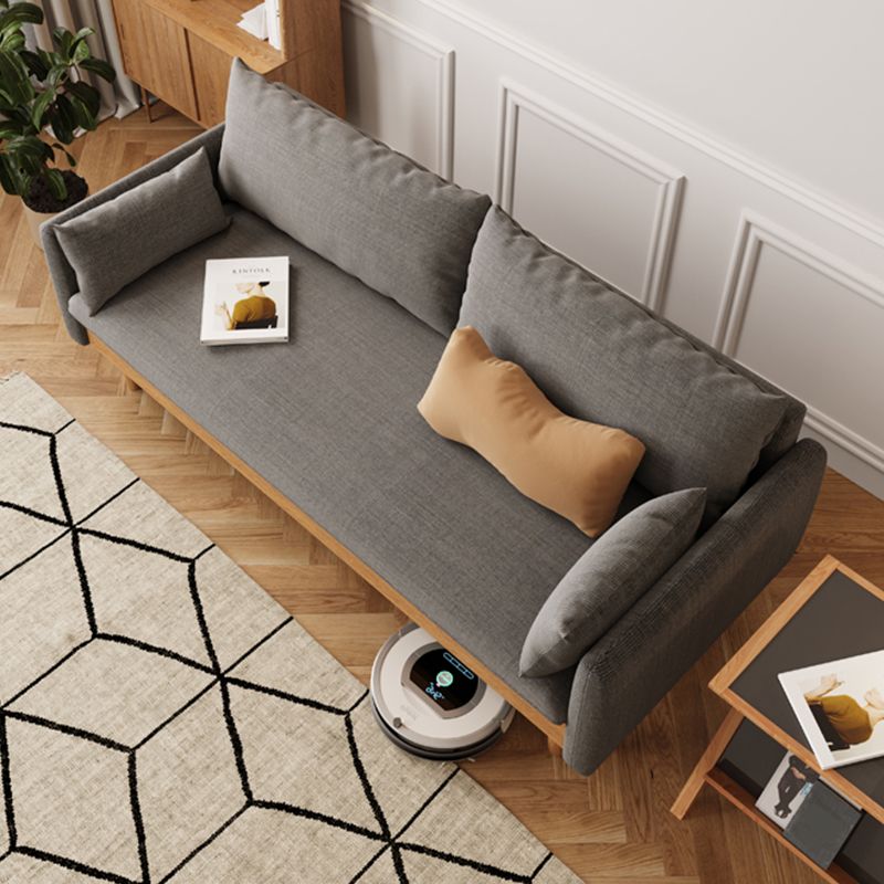 Loose Back Linen Square Arm Transitional Modern Settee with slipcovered Clearhalo 'furn' 'furn_sofas' 'Furniture' 'furniture_sofas' 'kitchen' 'kitchen_sofas' 'Living Room Furniture' 'Sofa' 'sofas' 1200x1200_807f5916-3cbc-4e9c-ae1f-3ad3cf2b1639