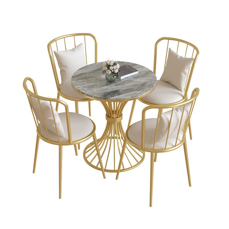 Glam Kitchen Dining Room Set with Sintered Stone Top and Metal Base Dining Furniture Clearhalo 'Dining Room Sets' 'Dining Tables & Seating' 'dining_room_set' 'Furniture' 'furniture_dining_room_set' 'Kitchen & Dining Furniture' 'kitchen&dining_furn' 'kitchen' 1200x1200_807fb7d1-6288-46de-bc8c-8048040dab23