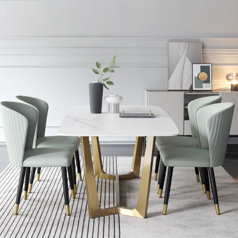 Luxury Sintered Stone Dining Table Rectangle Table with Metal Trestle Base Clearhalo ' dining_table' 'Dining Tables & Seating' 'Dining Tables' 'furn' 'furn_dining_table' 'Furniture' 'furniture_dining_table' 'Kitchen & Dining Furniture' 'kitchen&dining_furn' 'kitchen' 'kitchen_dining_table' 1200x1200_8080507b-5f4b-4396-bccf-112abd18be18