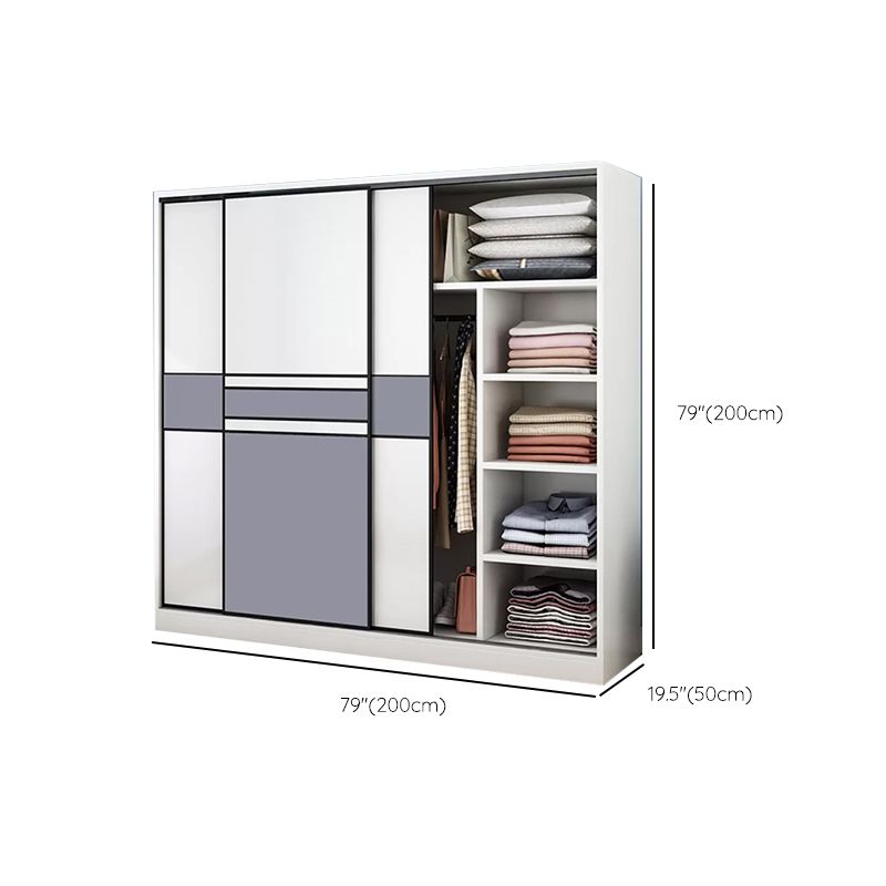 Freestanding Wood Frame Wardrobe Armoire Sliding Soft Close Doors Wardrobe Clearhalo 'Armoires & Wardrobes' 'armoires_wardrobes' 'Bedroom Furniture' 'furn' 'furn_armoires_wardrobes' 'Furniture' 1200x1200_80839a52-873c-4311-96e0-216b99478a1c