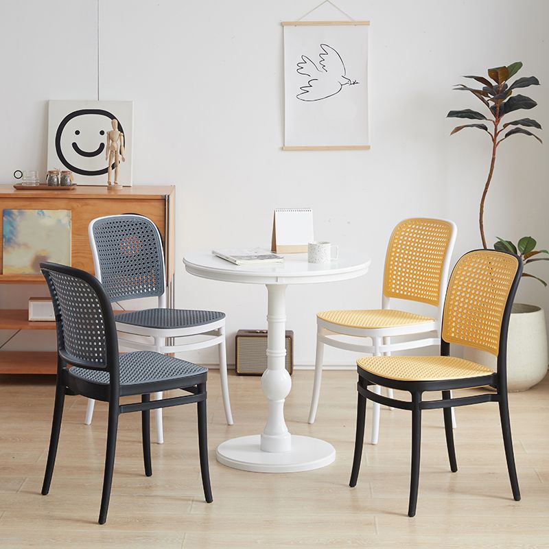 Contemporary Indoor Plastic Open Back Stackable Dining Side Chair Clearhalo 'Dining Chairs' 'Dining Tables & Seating' 'dining_chair' 'furn' 'furn_dining_chair' 'Furniture' 'Kitchen & Dining Furniture' 1200x1200_8083edb5-b1fc-4345-bf5e-52c8086e2348